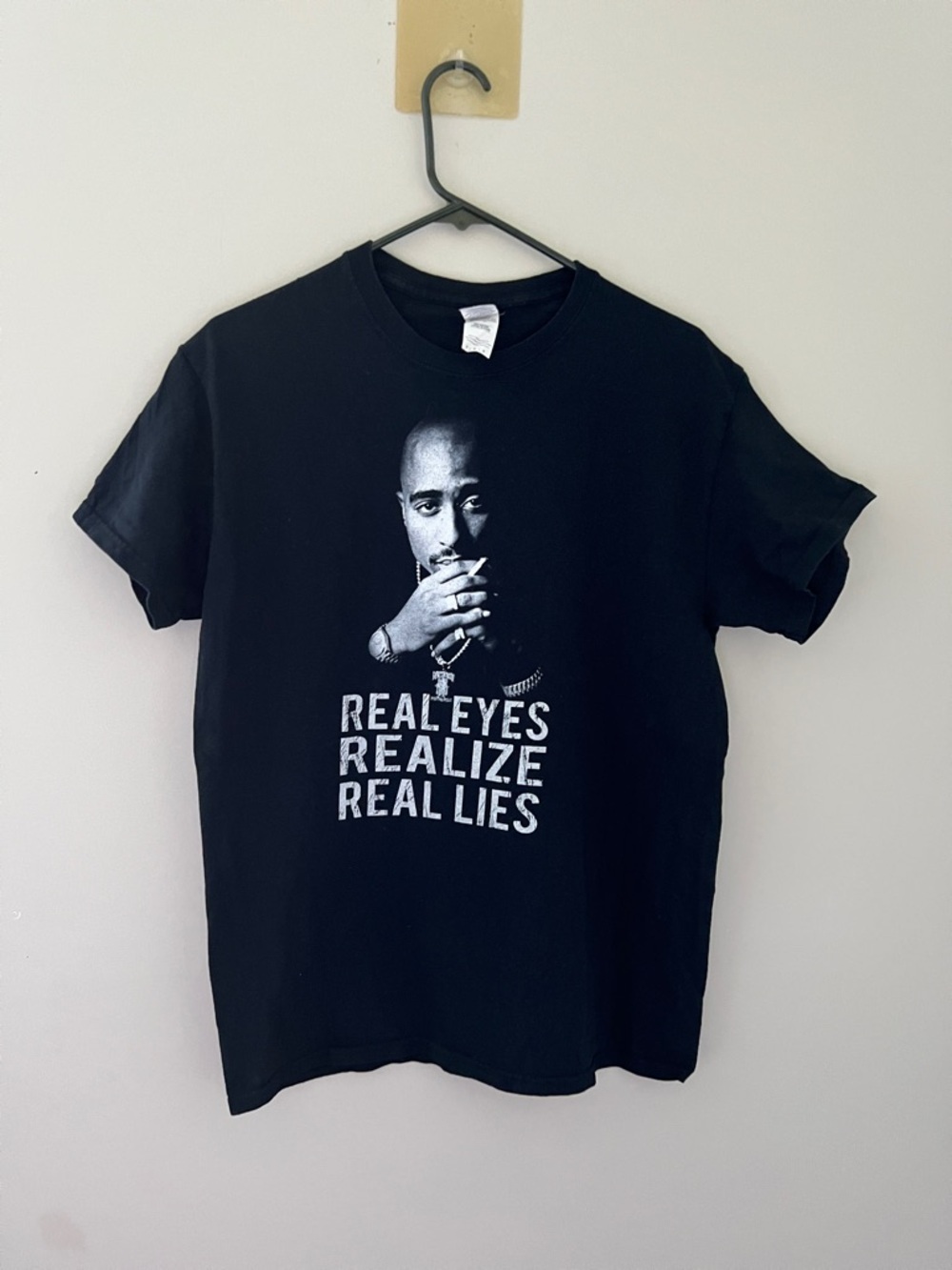 Tupac Real Eyes Realize Real Lies Graphic T Shirt Black Medium